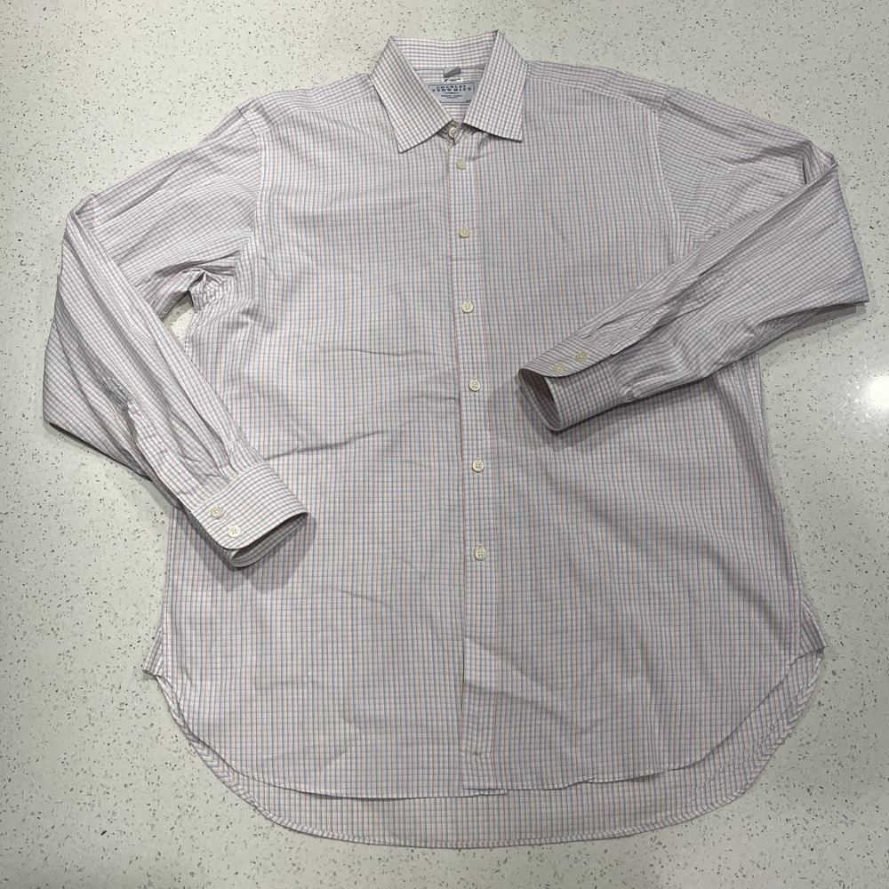 Charles Tyrwhitt Mens 16.5 36 Non Iron Slim Fit Dress Shirt Checker Plaid
